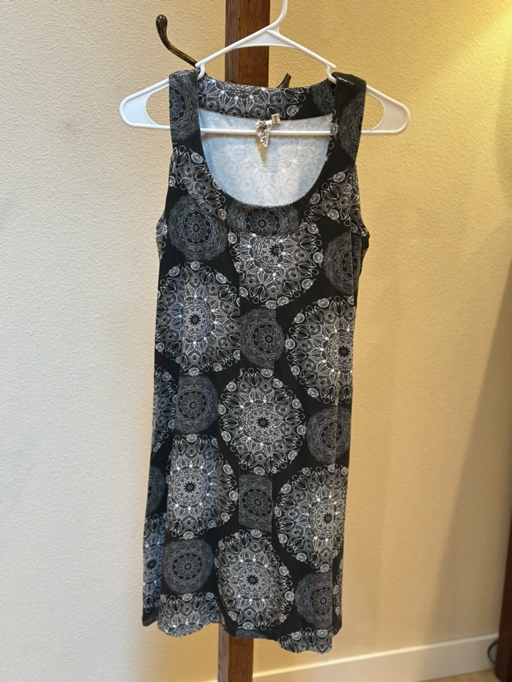 Aventura Black and White Floral Mandala Tank Dress